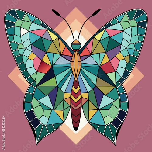 Mosaic tile butterfly vector




