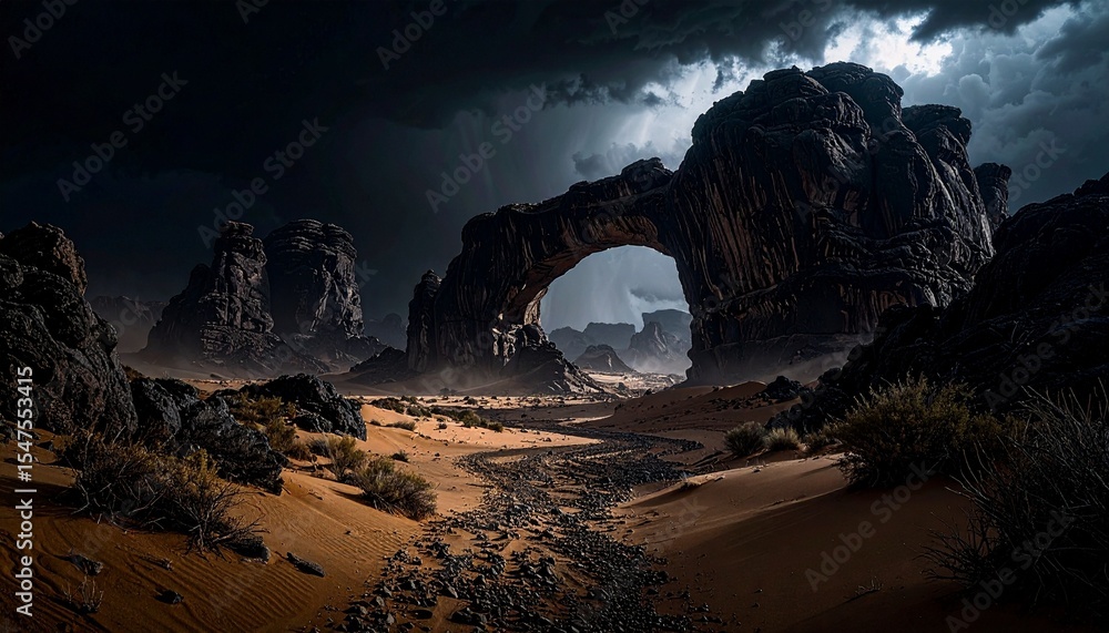 Fototapeta premium Apocalyptic Volcanic Eruption Fiery Planet Landscape