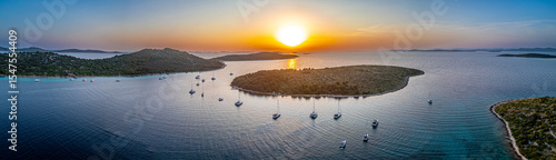 Sailing drone panorama sunset croatia
