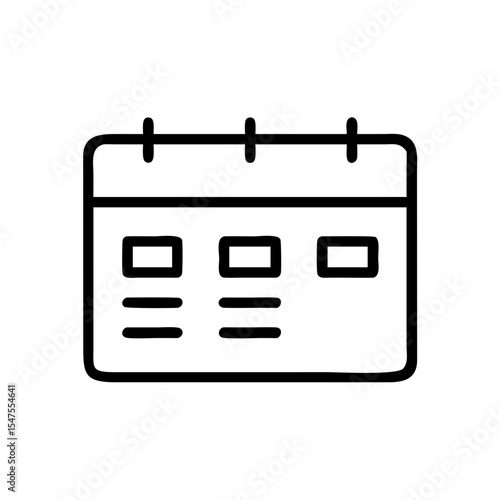Simple outline calendar icon with blank spaces for notes  