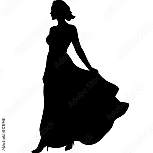 Silhouette of woman in flowy dress, body positivity fashion statement