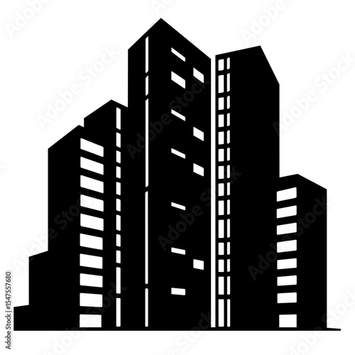 Silhouette of modern skyscraper buildings, urban architecture design
