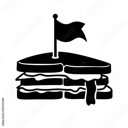 Silhouette of sandwich with allergy tag on white background, gluten-free snacking