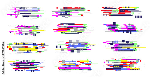 Tv glitch. Digital noise effect vhs distortion recent vector stylized artefact