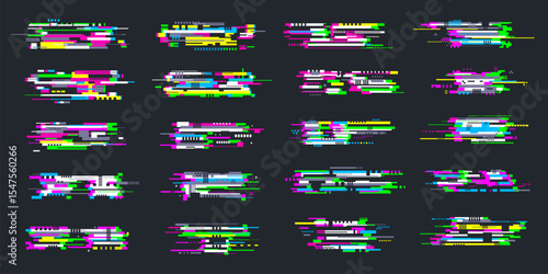 Glitches. Video textures digital noise visualization recent vector tv glitches