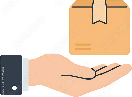 Secure Package Delivery Hand Receiving Cardboard Box Illustration