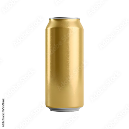 3D Render / Photo of a Sleek Golden Beverage Can - Perfect for Mockups, Label Design, and Digital Ads (Glossy, Isolated, 16oz)