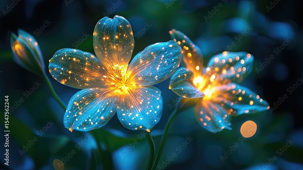 Bioengineered glowing flowers used as natural light sources Bioengineered glowing flowers used as natural light sources