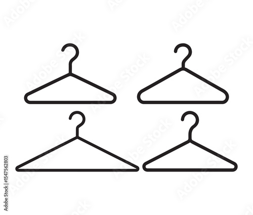 Hanger isolated on white background. Simple line art hangers wardrobe and fashion icons.