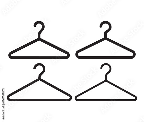 Hanger isolated on white background. Simple line art hangers wardrobe and fashion icons.