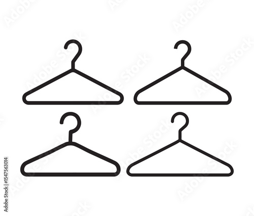 Hanger isolated on white background. Simple line art hangers wardrobe and fashion icons.