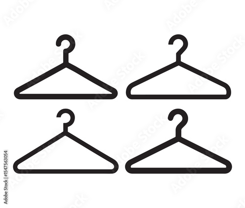 Hanger isolated on white background. Simple line art hangers wardrobe and fashion icons.