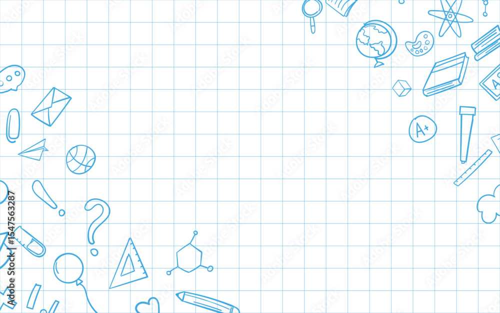 Back to school. Background with doodle stationery supplies. Vector illustration. Back to school. Background with doodle stationery supplies. Vector illustration.