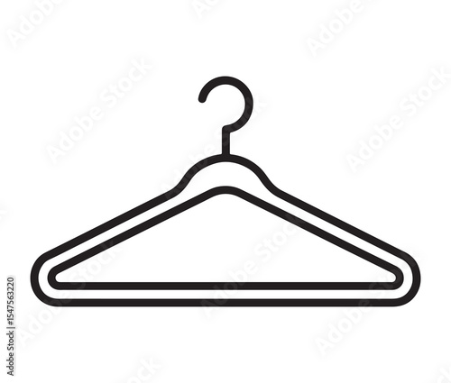 Hanger isolated on white background. Simple line art hangers wardrobe and fashion icons.