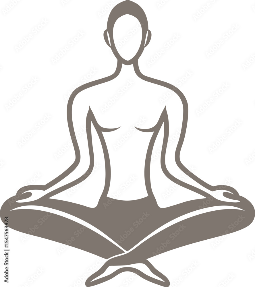 Yoga Silhouette Line Art Vector Illustration On White Background Yoga Silhouette Line Art Vector Illustration On White Background