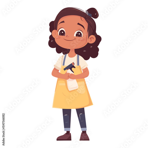Housekeeper cartoon cleaning illustration child vector