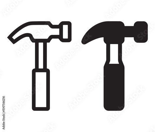 Cartoon hammer and screwdriver vector illustration. Minimalist hammer icon diy tool illustration. 