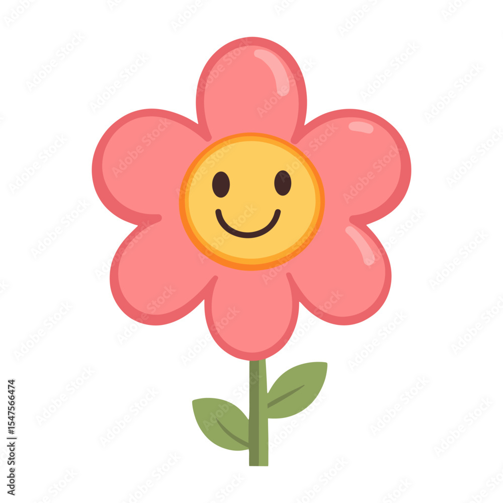 Fototapeta premium Flower cartoon smile pink vector