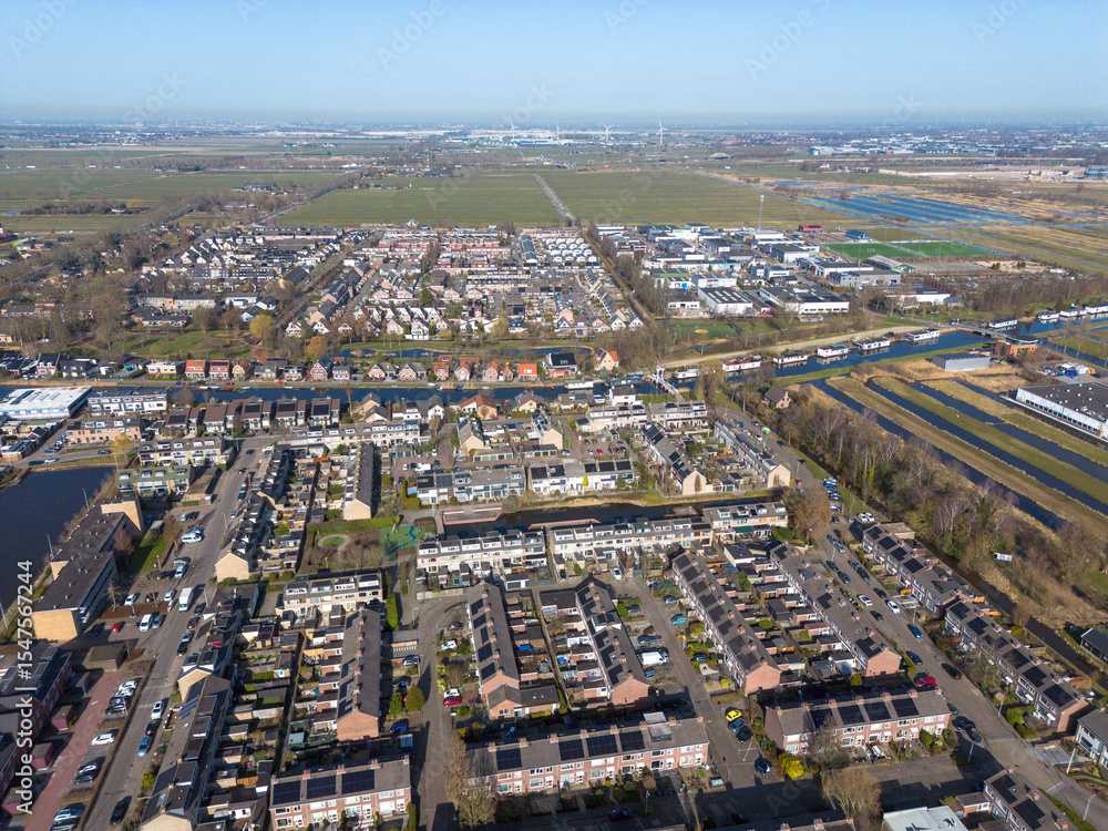 Fototapeta premium Old village of Moordrecht along river Hollandsche IJssel