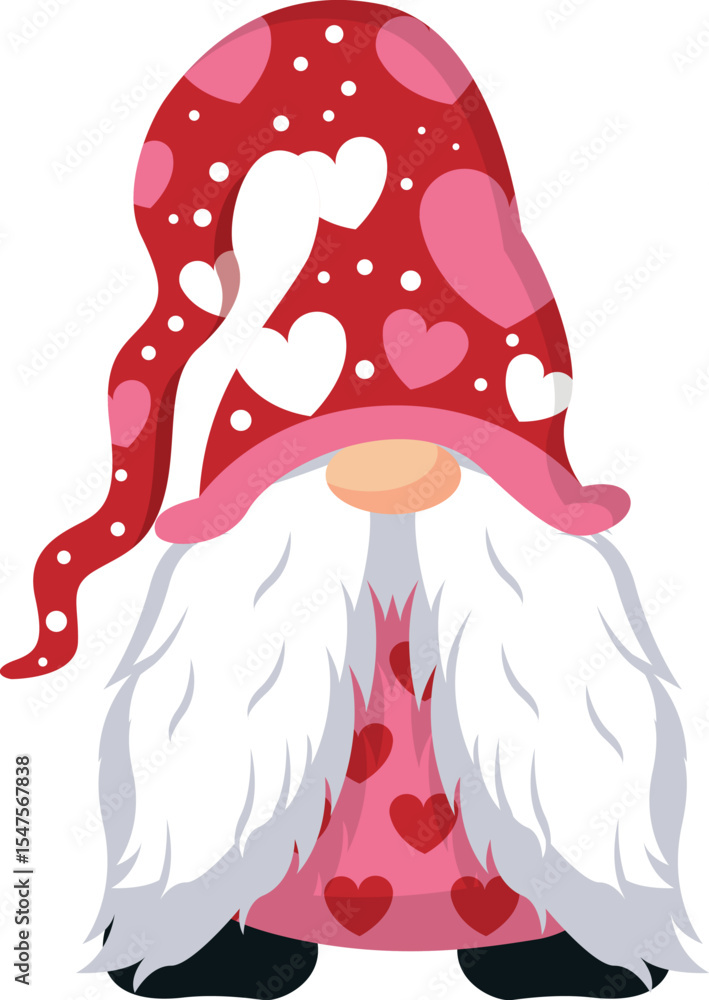 custom made wallpaper toronto digitalAdorable Valentine's Day Gnome Illustration Charming Red and Pink Heart Design