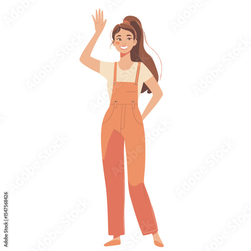 Cute woman illustration background overalls vector