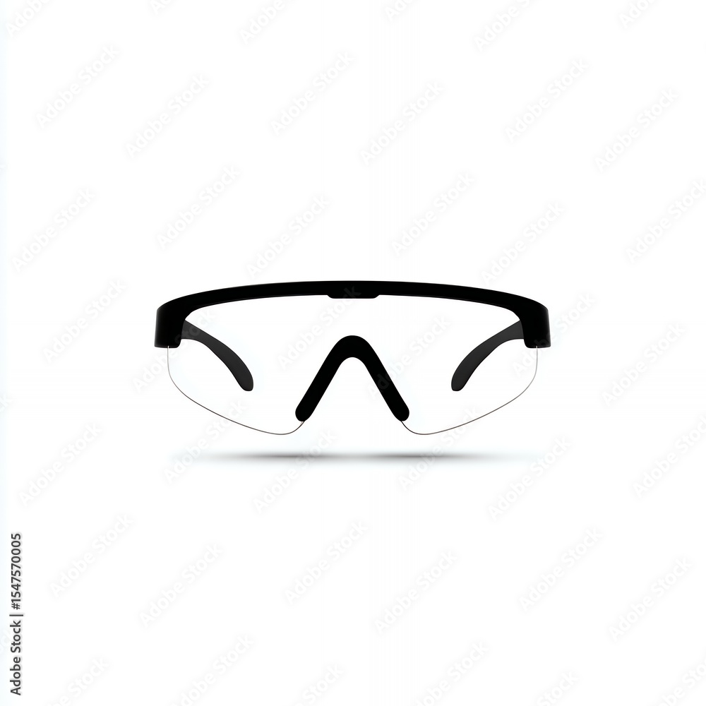 A pair of safety glasses with a clear lens that is designed to protect the eyes from harmful UV rays A pair of safety glasses with a clear lens that is designed to protect the eyes from harmful UV rays