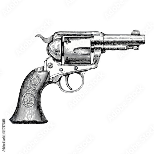 Vintage revolver illustration firearm weapon vector