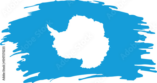 artistic antarctica map outline with blue brushstroke effect