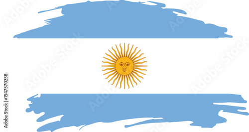 artistic argentina flag with sun symbol and brushstroke style