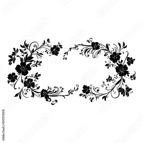 Invitation border pattern floral black vector