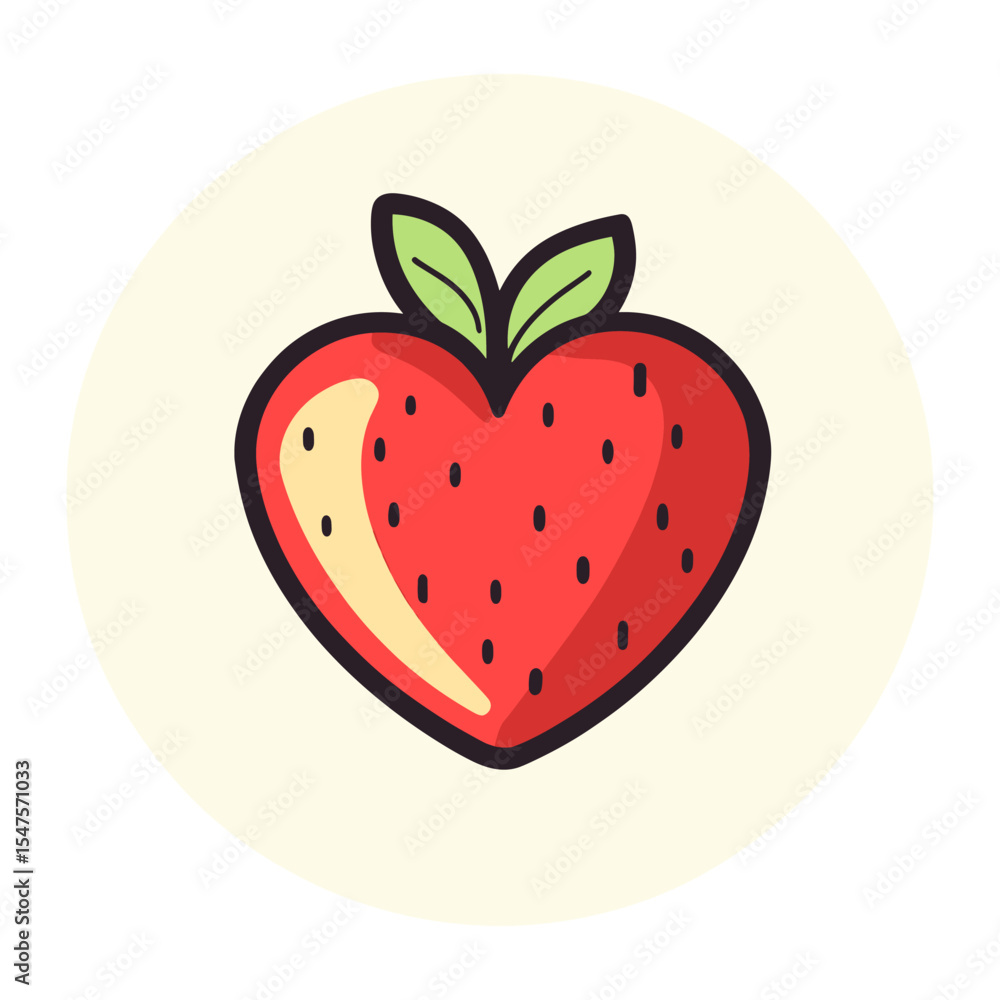 Fototapeta premium Red heart icon illustration strawberry design vector
