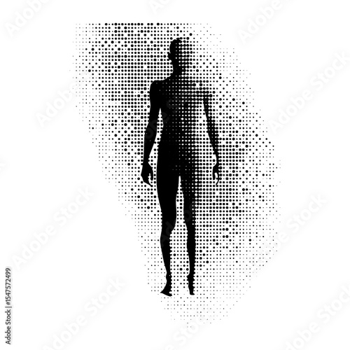 A simple full body human silhouette dots art vector