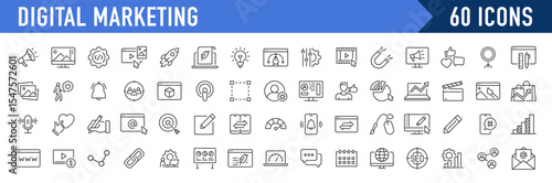 Digital Marketing web icon in line style. Social, networks, feedback, communication, marketing, content, analysis, ecommerce collection. Vector illustration.