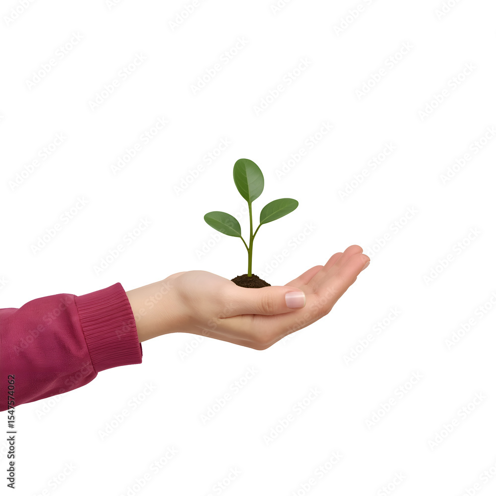 Hope & Renewal Concept – Hand Holding New Plant Sprout – 3D Rendered PNG Isolated on Transparency Hope & Renewal Concept – Hand Holding New Plant Sprout – 3D Rendered PNG Isolated on Transparency