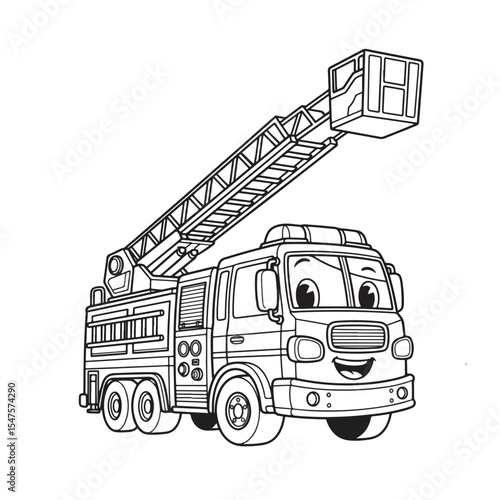 Adorable Fire Truck Coloring Page Fun for Kids