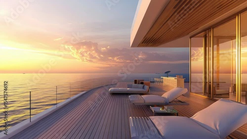 Wallpaper Mural Luxury yacht deck sunset view Torontodigital.ca