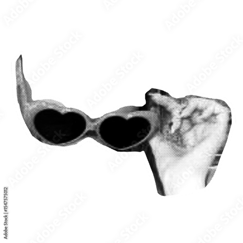 Heart Shaped Sunglasses Halftone Pop Art Graphic