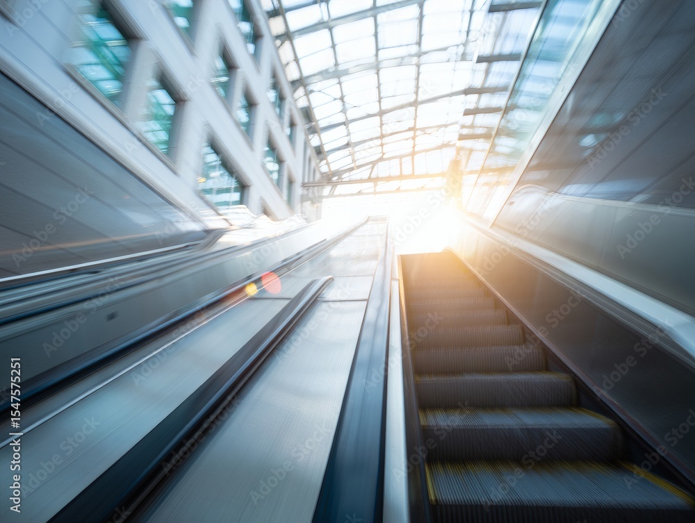 Modern Escalator Architecture Sunlit Atrium Design in a Sleek, Contemporary Building Modern Escalator Architecture Sunlit Atrium Design in a Sleek, Contemporary Building