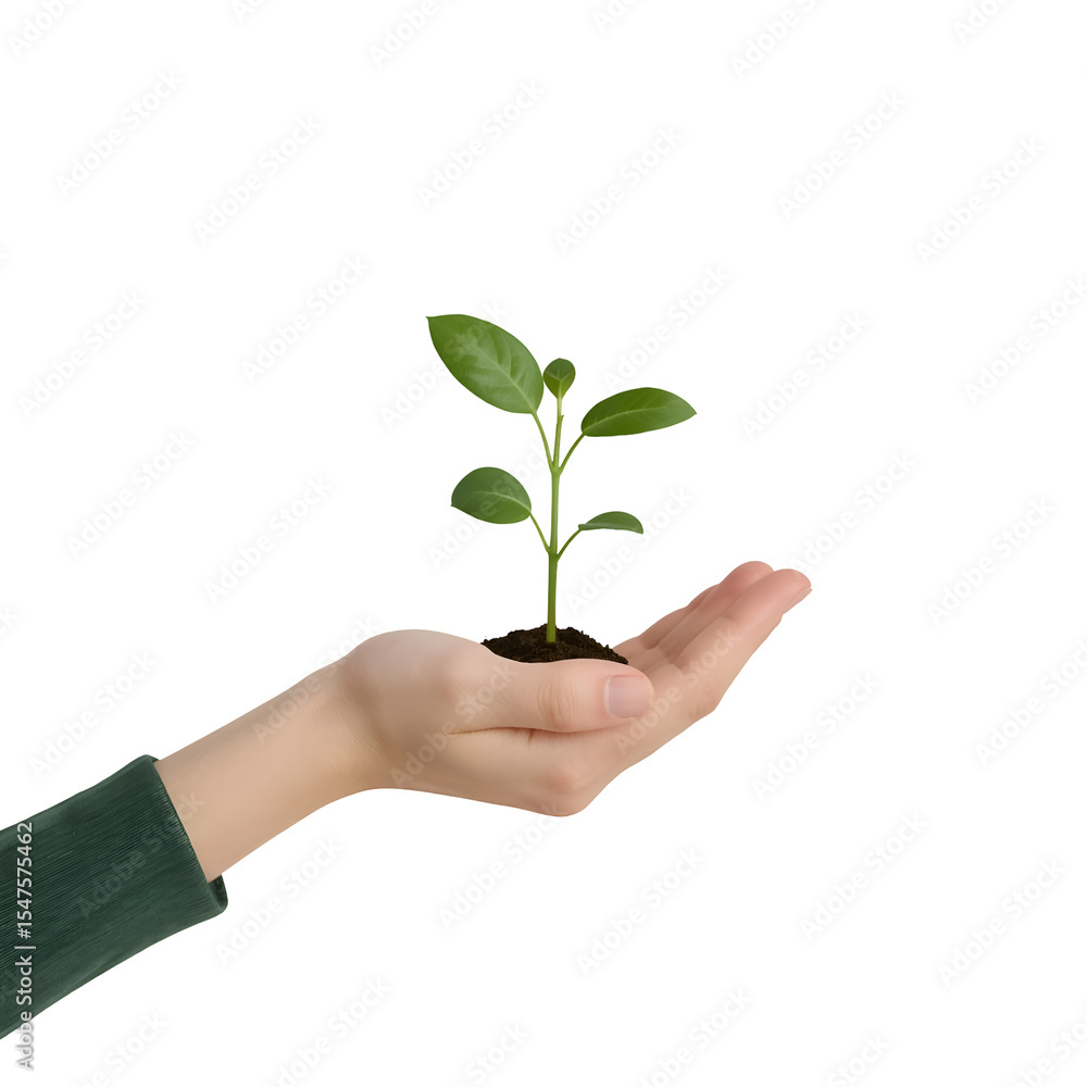 Sustainability Symbol – 3D Hand Holding Small Plant – Transparent PNG for Eco Business, Green Energy, CSR Sustainability Symbol – 3D Hand Holding Small Plant – Transparent PNG for Eco Business, Green Energy, CSR