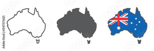 Map of Australia icon collection, country and geography, Australia map sign vector set graphics, editable stroke linear icon, eps 10