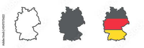 Map of Germany icon collection, country and geography, Germany map sign vector set graphics, editable stroke linear icon, eps 10