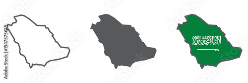 Map of Saudi Arabia icon collection, country and geography, Saudi Arabia map sign vector set graphics, editable stroke linear icon, eps 10