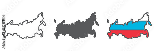 Photography Map of Russia icon collection, country and geography, Russia map sign vector set
