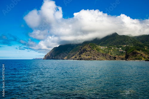 Green mountain at the ocean side in Madeira