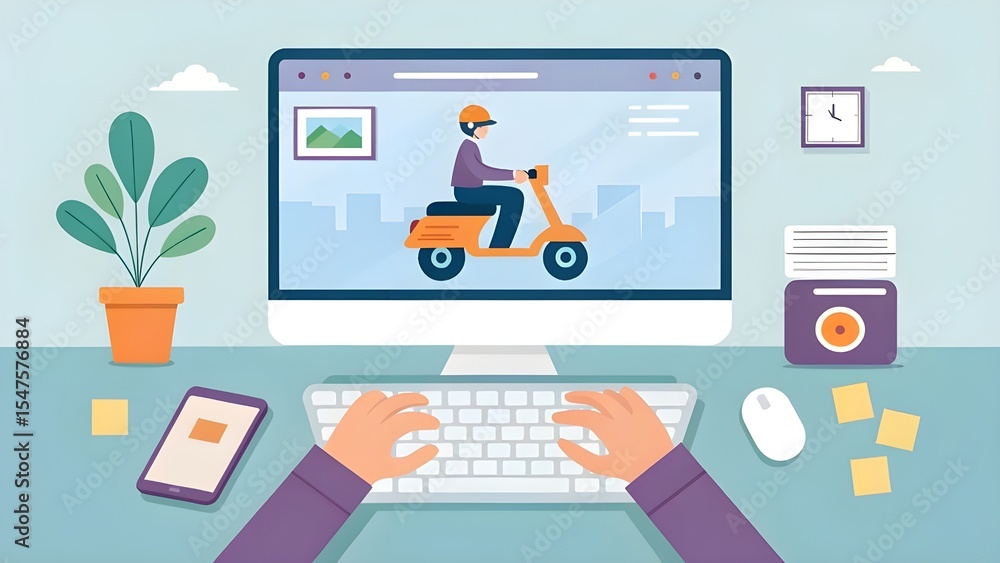 Fototapeta premium Streamlining Your Business Online Ordering and Delivery Services for Enhanced Efficiency