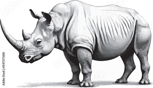 white rhino isolated on black