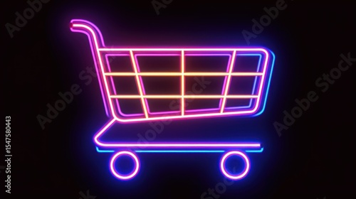 Neon shopping cart graphic