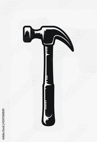 A bold, monochrome icon of a classic claw hammer, a powerful symbol for construction, carpentry, or a handyman service logo, isolated on a white background.
