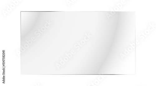 Clear, shiny acrylic sheet with realistic glare and reflections. Transparent plastic panel for product placement and presentation