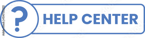 Free Download Blue Outline Help Center Button with question mark icon on the left side, suitable for user assistance and support features in websites or application. Outline Button for dark mode - GFXLoad